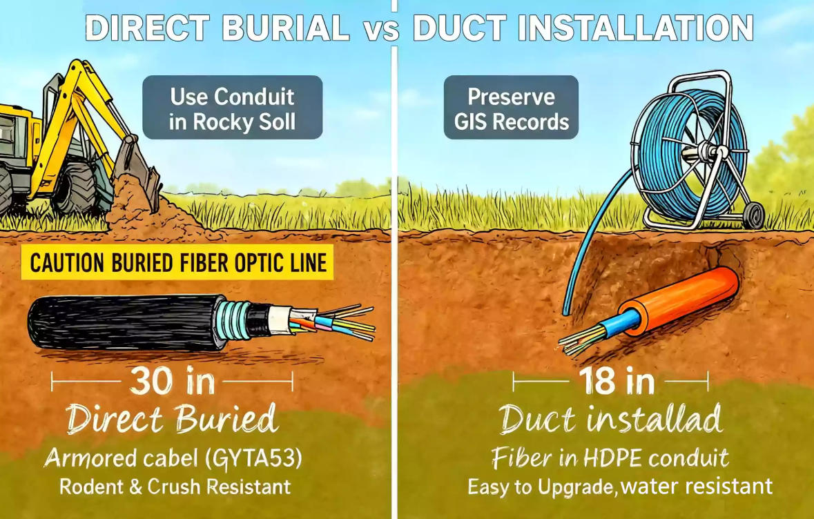 Direct Burial vs Duct Fiber Optic Cable